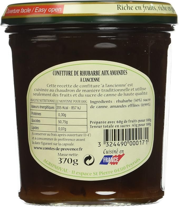 Les Comtes De Provence Confiture A L Ancienne Rhubarbe Aux Amandes