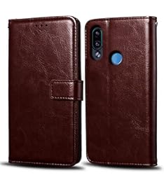 WOW Imagine Redmi 7 Case | Leather Finish | Inside TPU with Card Pockets | Wallet Stand | Shock Proof | Magnetic Closure | 360 Degree Complete Protection Flip Cover for XIAOMI MI REDMI 7 - Chestnut Brown