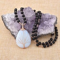 Jovivi Man-made Opalite Healing Crystals Necklace