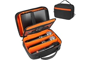 MRINCA 3 Slots Wireless Microphone Carrying Case, for Mics Up to 9.4" (Must Lay Flat), Max Height 6.7", Compact Storage Bag for Receiver & Accessories​​