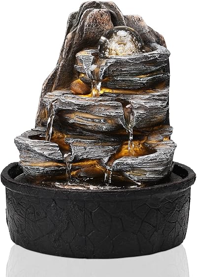 BTGGG Indoor Fountains Rolling Ball LED Light 20.5x20.5x25cm 3 Pin UK Plug