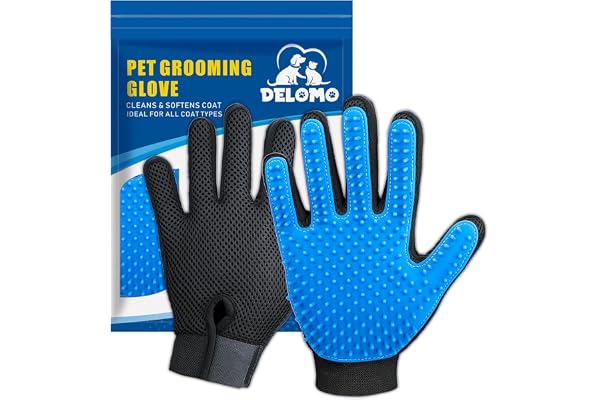 Upgrade Version Pet Grooming Glove - Gentle Deshedding Brush Glove - Efficient Pet Hair Remover Mitt - Enhanced Five Finger D