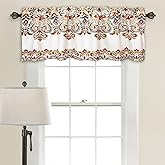 Lush Decor Clara Valance Paisley Damask Print Bohemian Style Single Curtain, 18” x 52”, Turquoise and Tangerine