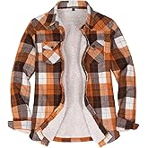 ThCreasa Womens Sherpa Lined Flannel Jacket with Hand Pockets, Plaid Button Down Fuzzy Shirt Jackets
