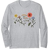 Women's Botanical Wildflower Flower Summer Flowers Blooming Long Sleeve T-Shirt