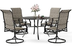 SUNSHINE VALLEY 5 Piece Patio Dining Sets for 4, Outdoor Table and Chairs Set with Round Patio Dining Table(1.57"-1.9" Hole) and 4 Textilene Swivel Patio Chairs, Outdoor Dining Set for Deck Backyard