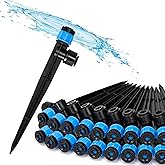 Bonviee 20-Pack 1/4-Inch Quick-Connect Adjustable Drip Emitters, Vortex | Push-to-connect stakes provide adjustable 360-degree watering for pots, lawns, vegetable beds, and garden layouts.