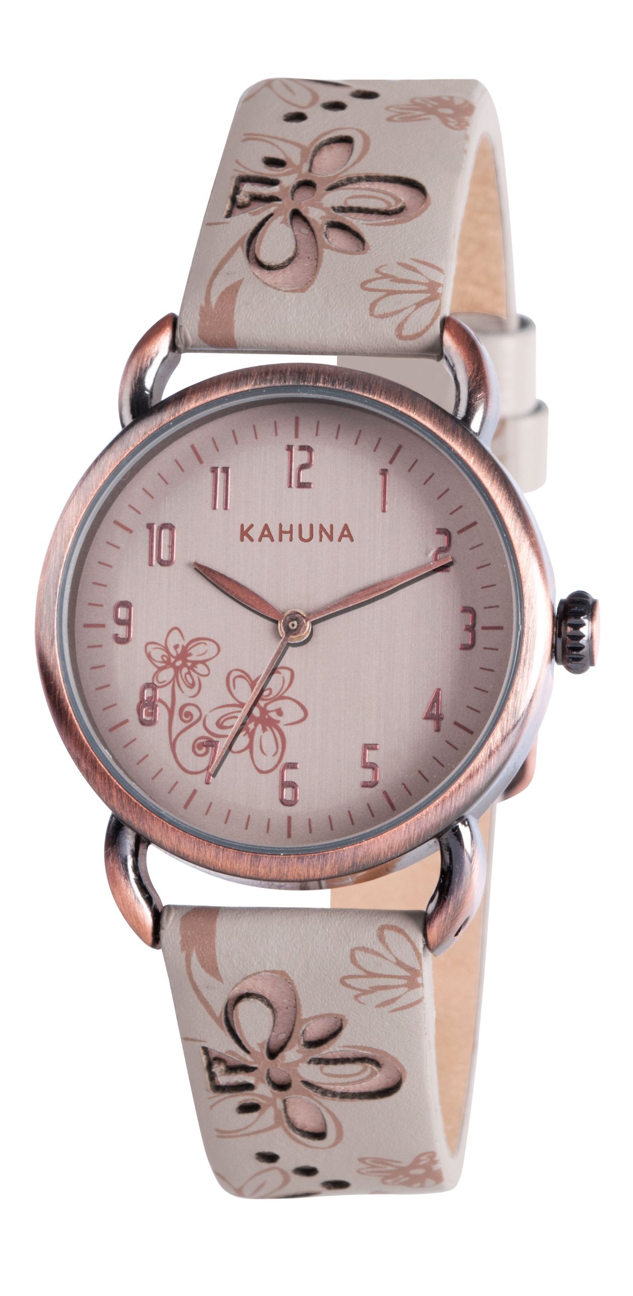 Kahuna Women's Quartz Watch with Beige Dial Analogue Display and Beige PU Strap KLS-0254L