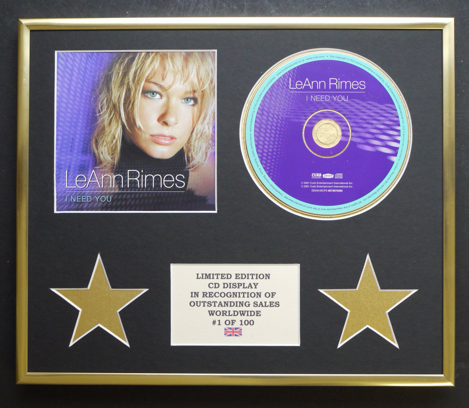 LEANN RIMES/CD DISPLAY/LIMITED EDITION/COA/I NEED YOU