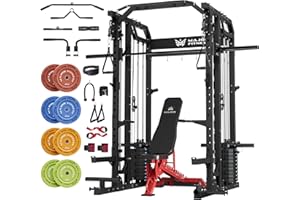 Major Fitness Drone2 Advanced Training Smith Machines– All-in-One Home Gym Squat Rack with Aluminum Pulley Set , Weight Bar, Dual LAT Pull-Down Systems & Cable Crossover Machine for Full-Body Workouts