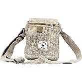 Fwosi Hemp Crossbody Travel Bag- Unisex School Tote for Men & Women - Lightweight, Cotton Sling Bags, Zipper Closure, Adjustable Strap - Handmade in Nepal
