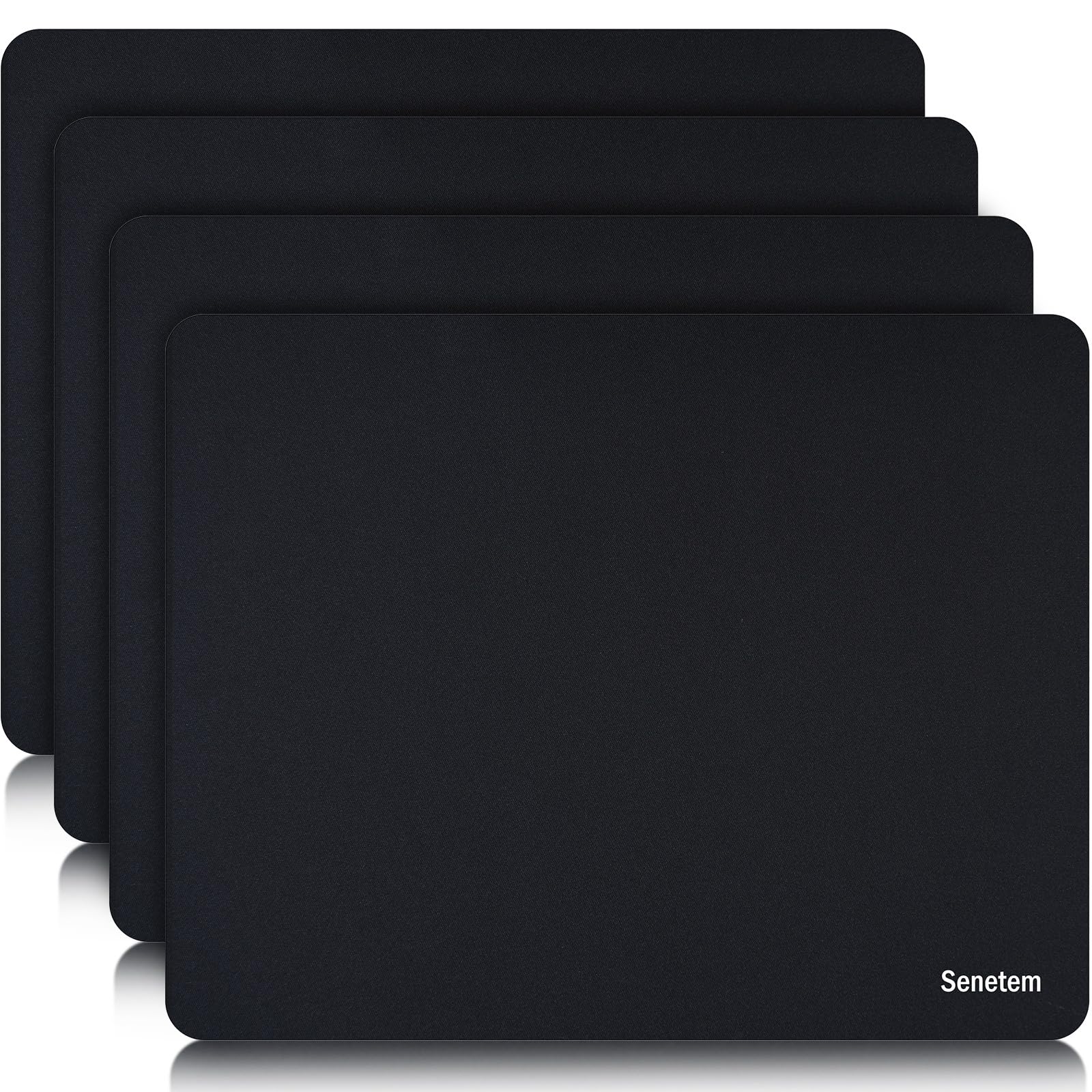 Photo 1 of Senetem 4-Pack Mouse Pad, Ultra-Smooth Gaming Mousepad, Non-Slip Rubber Base, Washable Surface Fits Wired & Wireless Mouse – Perfect for Desk, Laptop, PC & Office, Small Portable, 11x8.6 in, Black