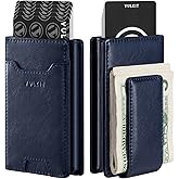 VULKIT Money Clip Wallet Pop Up Card Holder RFID Protection Mens Leather Wallet 2-IN-1 Business Card Holder For 7 Cards & 15 Bills