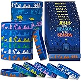 Humyoun 60 Pcs/30 Sets Christmas Nativity Silicone Wristbands with Cards Include 30 Jesus Is The Reason For The Season Cards 30 XMAS Nativity Wristband for Church Campaign Support Charity Supplies