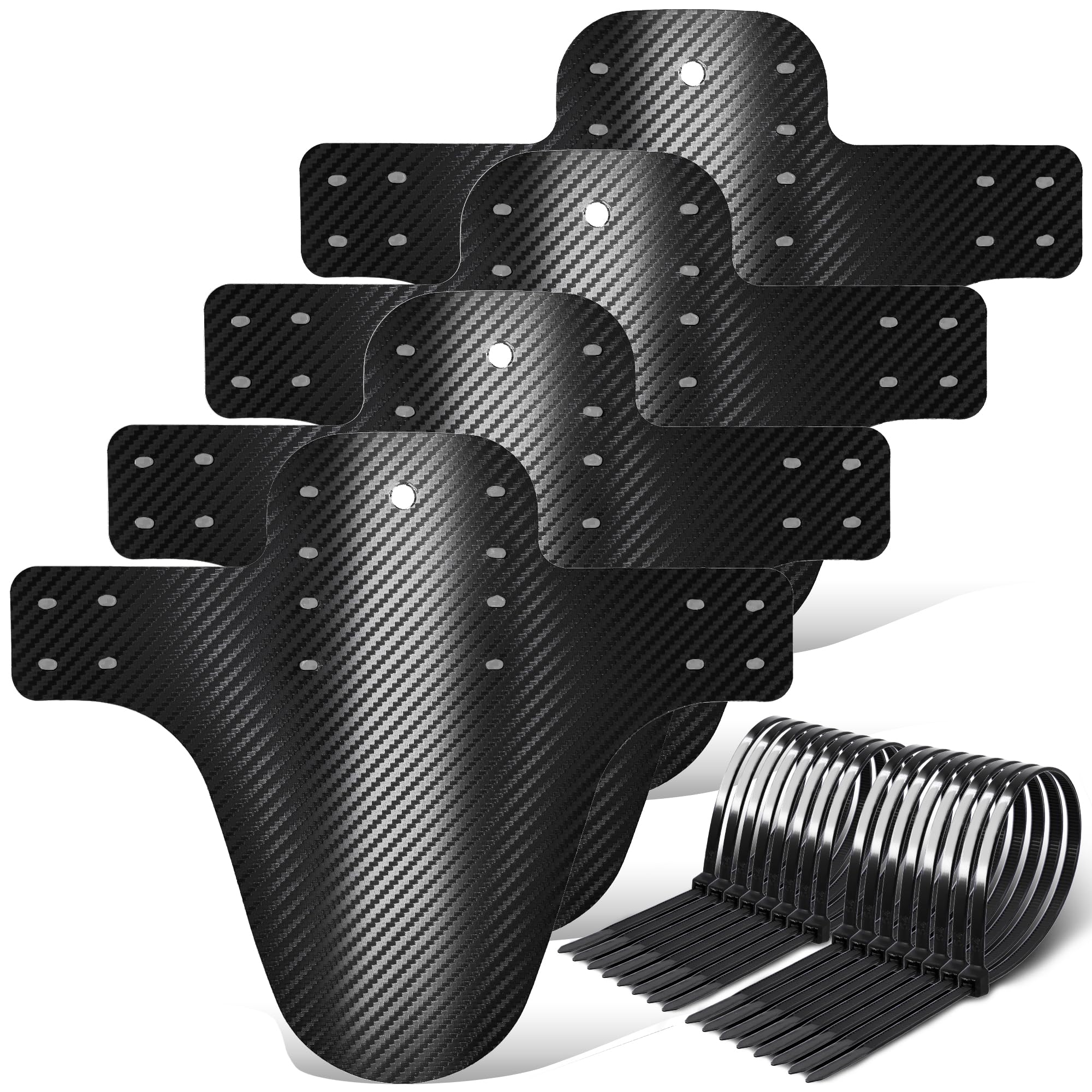 FETESNICE Pack of 4 Carbon Fibre Texture Mountain Bike Mudguard MTB Bicycle Front Rear Mudguard DH Cycling 24/26/27.5/29 Mudguards Mountain Bike (WH-D4Z6-X7ZG)