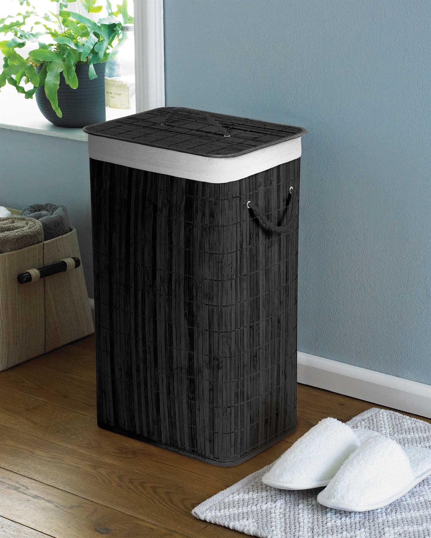 Country Club Bamboo Laundry Basket Hamper Storage Box Charcoal