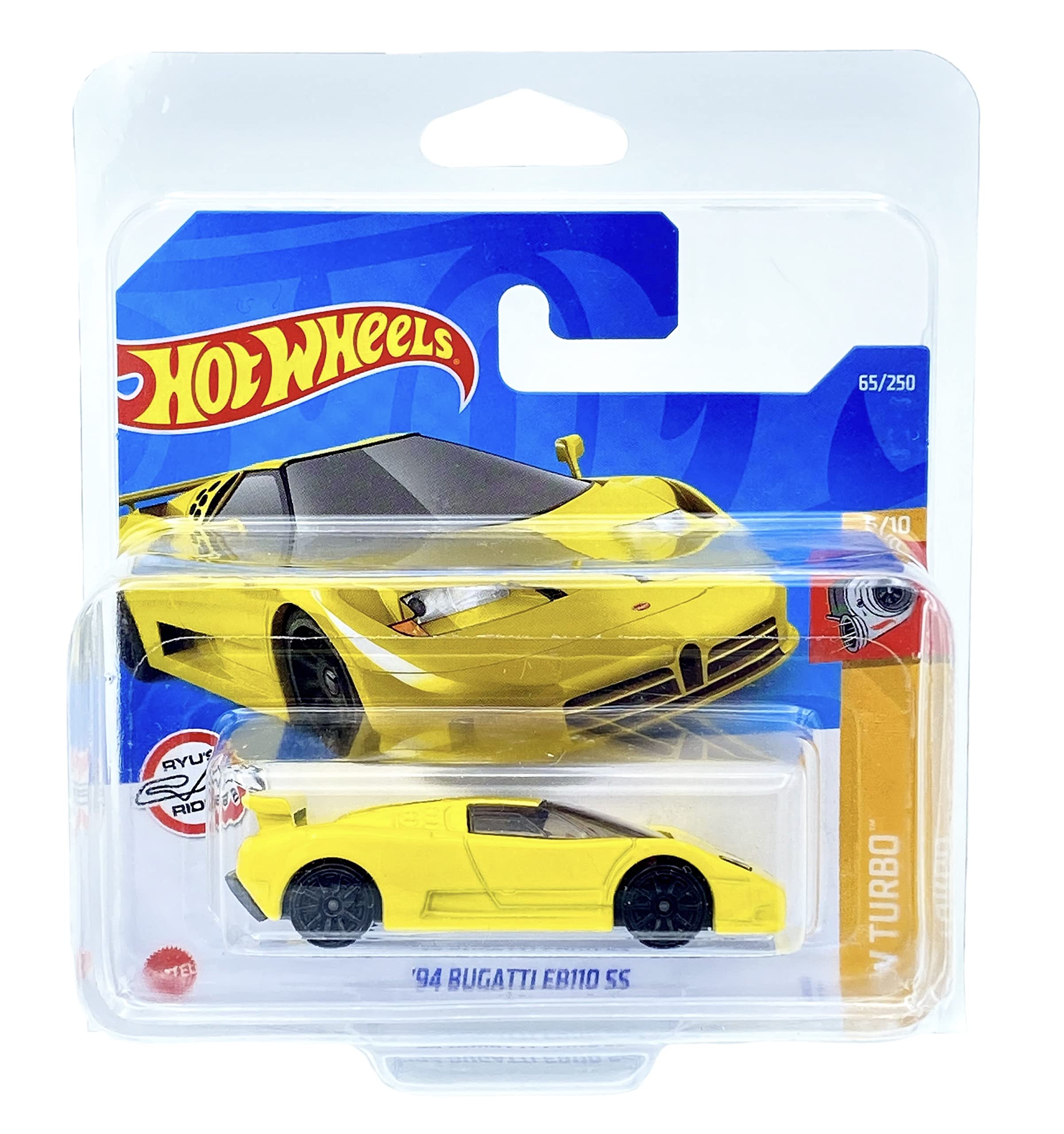 Hot Wheels '94 Bugatti EB110 SS (Yellow) 5/10 HW Turbo 2022 - 65/250 (Short Card) *** COMES IN A KLAS CAR KEEPER PROTECTIVE COLLECTORS CASE *** HCT67