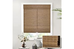 YKLYTBD Bamboo Blinds, Custom Cordless Bamboo Blinds for Windows Indoor, Light Filtering Roman Shades, Easy to Install, Pull 