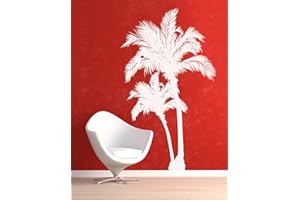 STICKERBRAND Palm Tree Decal Wall Sticker. 6ft Tall (72in Tall X 42in Wide) White #327-6ft-72x42 (Leaning to Left Side) Reverse