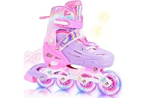2PM SPORTS Inline Skates for Kids Boys Girls Ages 5-8 8-12 3-5 4-8 6-12 with Light Up Wheels, Adjustable Children's Roller Skates Blades for Toddler Beginner Youth Indoor Outdoor