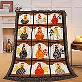 Chicken Blanket Super Soft Warm Fluffy Fleece Flannel Rooster Animal Throw Blanket Cozy Fuzzy Plush Stuff Bedding Blankets Gifts for Women Kids Boys Girls Adults 50"X40"