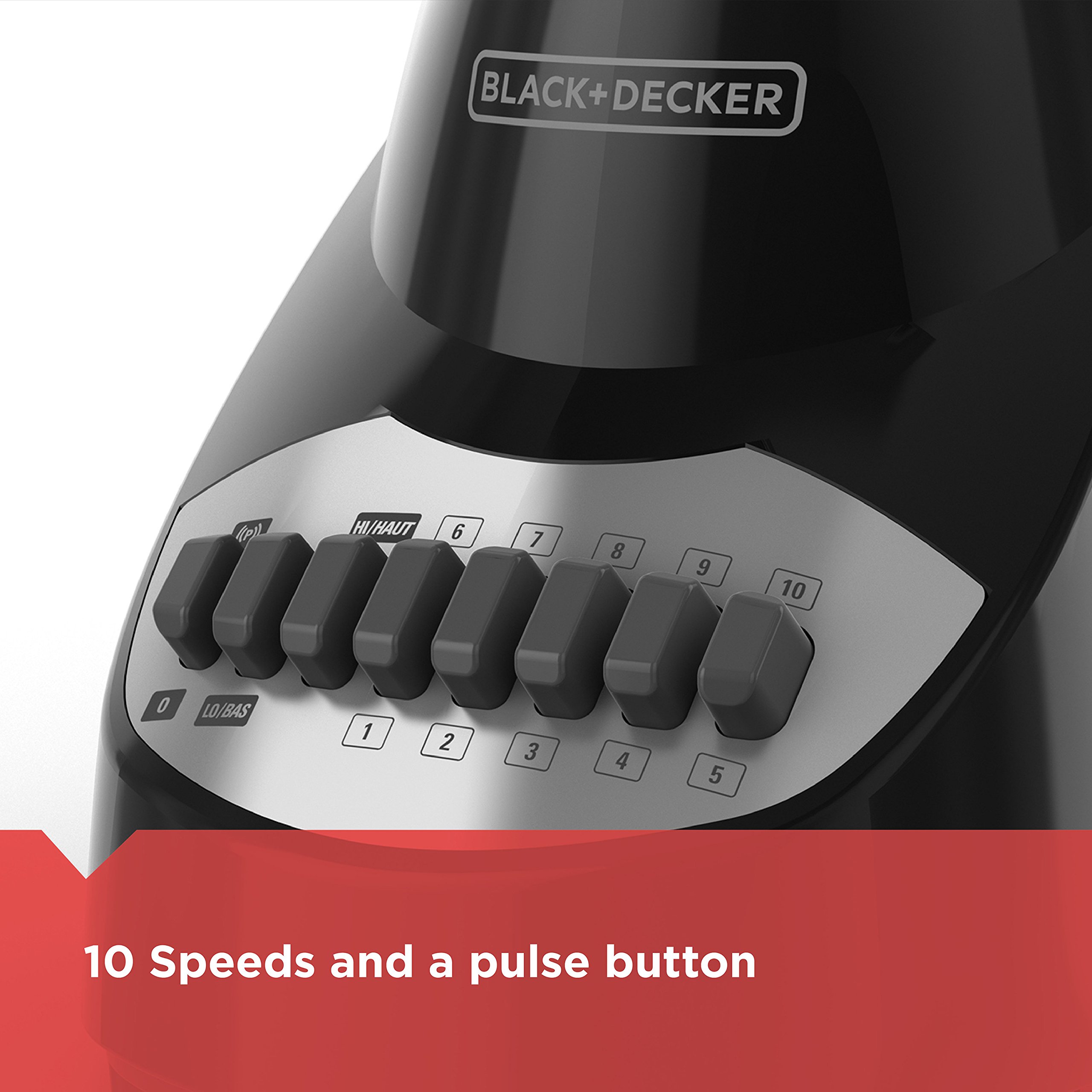 BLACK+DECKER 10-Speed Countertop Blender with 48oz Glass Jar and 4-point Stainless Steel Blade