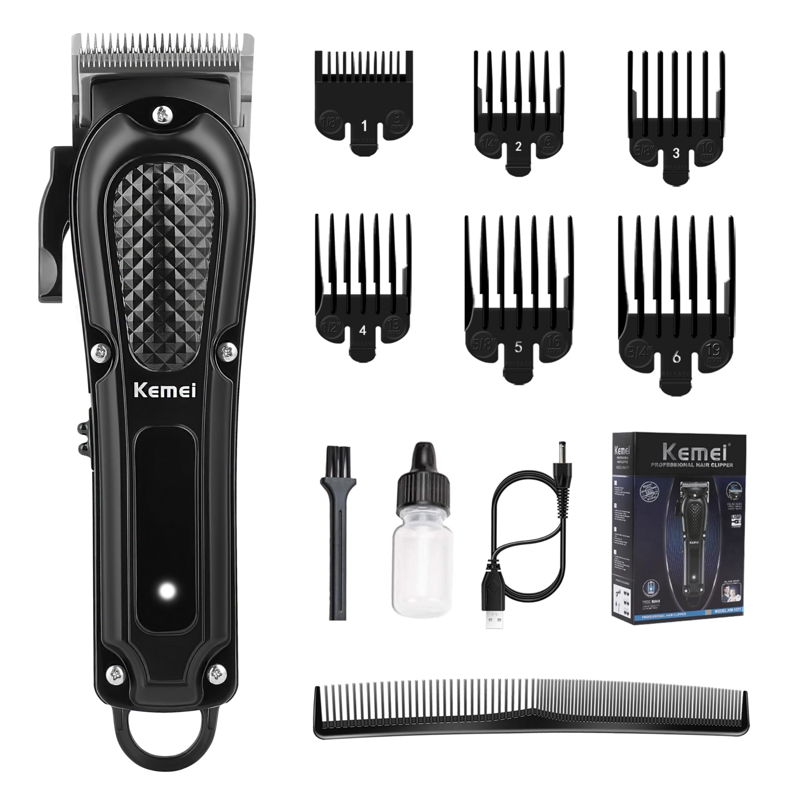 KEMEI Hair Clippers for Men Cordless Professional Barber Clippers for Hair Cutting & Beard Trimmer Grooming Kit Rechargeable Hair Trimmer Gift for Men