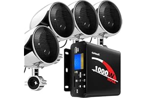 GoHawk Motorcycle Speakers and Amplifier Audio Sound System, 1000W Bluetooth Weatherproof 4 Inch Radio Audio System AUX USB SD FM Radio, Volume Control, ATV UTV Compatible