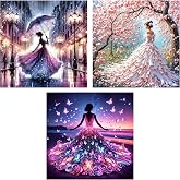 Diamond Art Kits for Adults, 3 Packs Woman Diamond Art Painting Kits | Woman Purple Stress Relief Full Round Drill Heartfelt Gift Strong Adhesive Wall Decor HD Canvas Relax Shine11.8x15.7in30x40cm