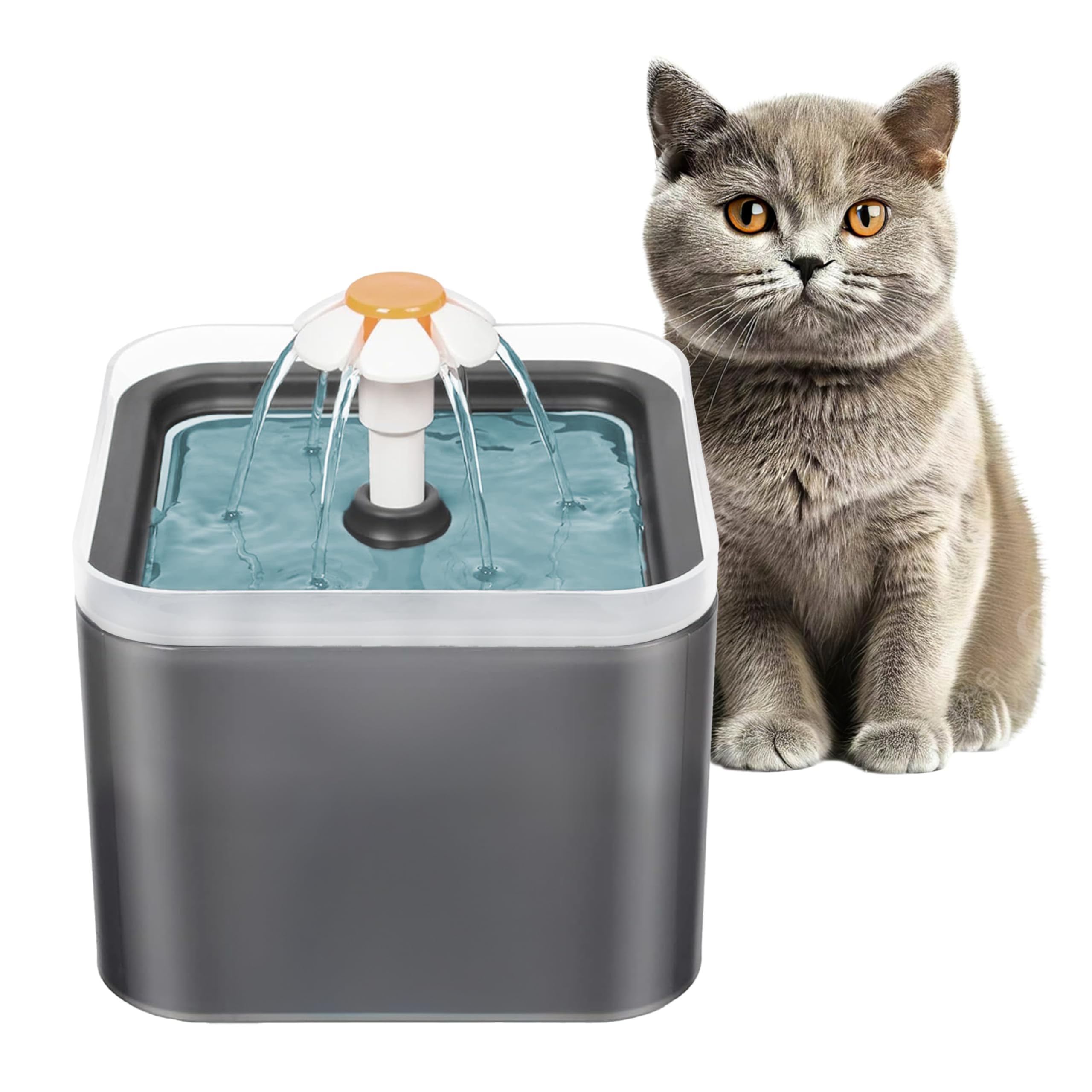 Photo 1 of Noa Store Cat Water Fountain - Durable Plastic Dispenser for Dogs and Cats - Encourage Hydration with Flower Waterfall - Automatic, Gentle Fountain Design - Clean, Compact - 6.2x6.2x4.9 inches
