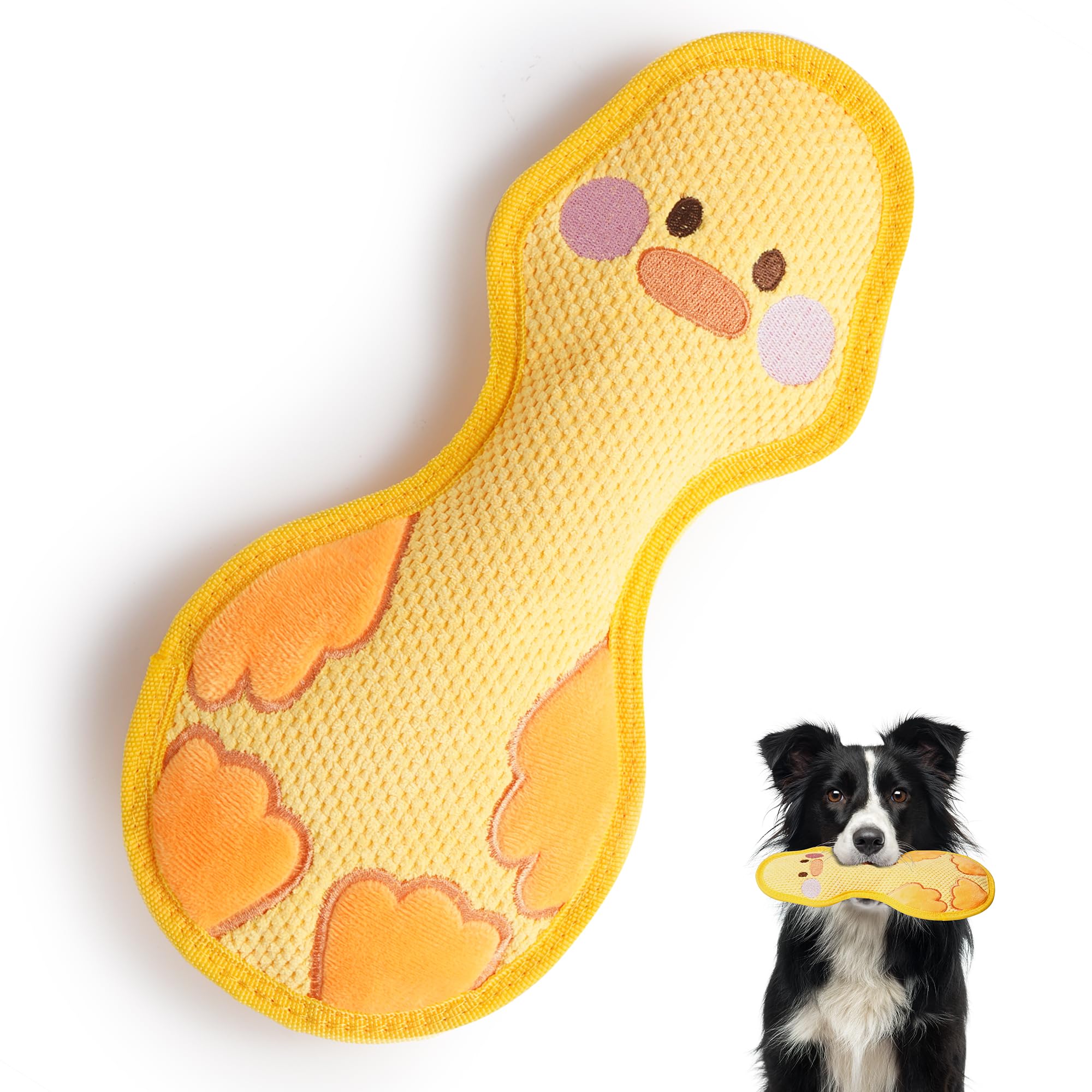 Photo 1 of Nocciola Duck Squeaky Dog Toy, New 2025 Indestructible Dog Toy for Aggressive Chewers, Stuffed Toy with Two Tough Layers, Interactive Tug Training to Keep Them Busy, Yellow