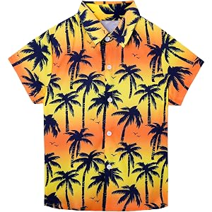 EoBeKee Boys Hawaiian Shirt Kids Button Down Hawaii Beach Tops 5-14 Years | Quick Dry, Moisture Wicking, Breathable, Lightwei