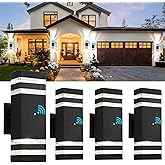 tewei 4 Pack Dusk to Dawn Outdoor Wall Lights Modern Exterior Light Fixture, 2-Layer Black Outside Lights for House, IP65 Waterproof Up and Down Outdoor Sconces Wall Lighting for Garage Porch, 3000K