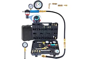 46PC Petrol & Diesel Compression and Leakage Test Kit with Dual Gauge Compression Tester Kit for HDI, TDCi, and Pumpe Duse En