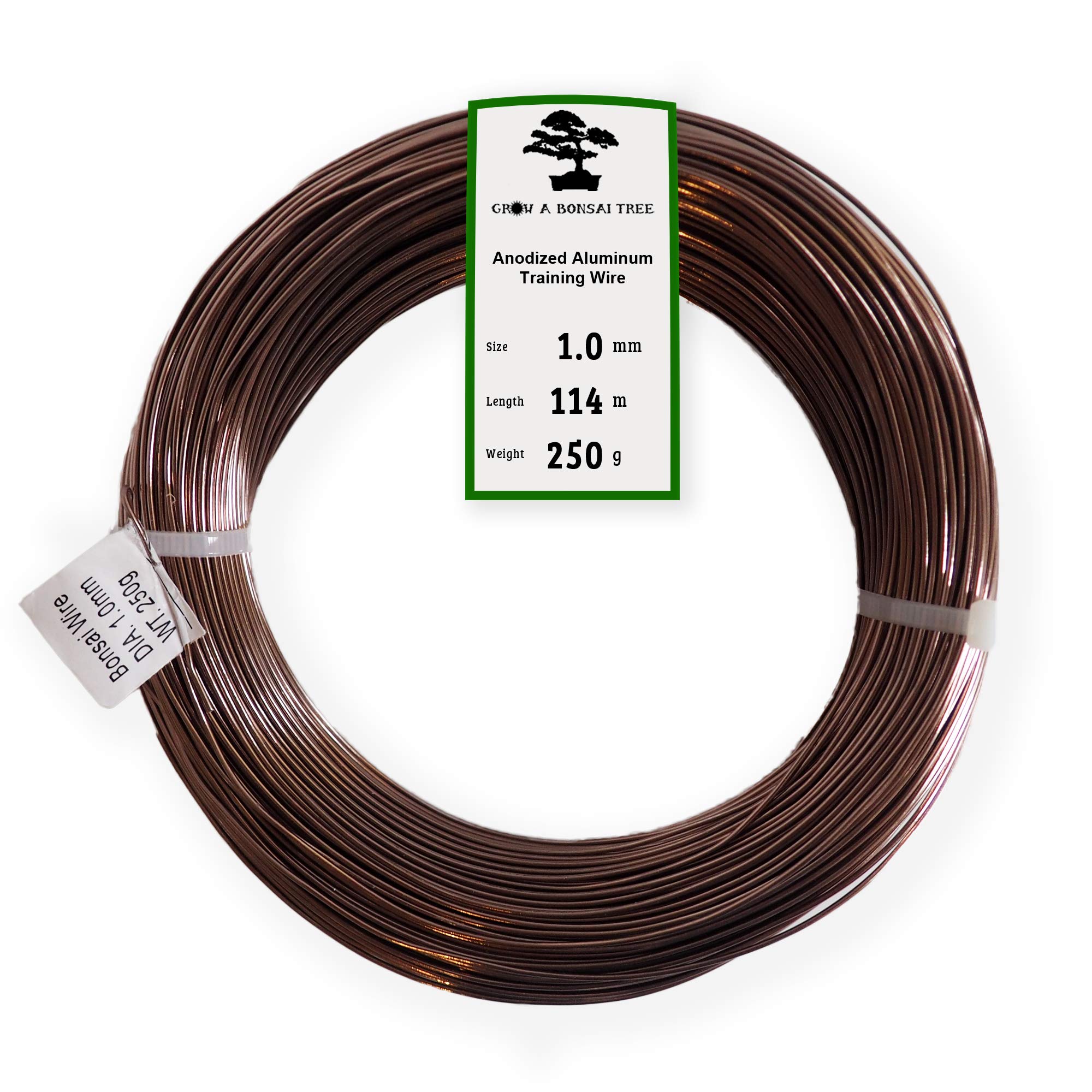 Grow A Bonsai Tree Anodized Aluminium 1.0mm Bonsai Training Wire 250g Large Roll (375 Feet) - Choose Your Size and Color - (1.0mm, Brown)