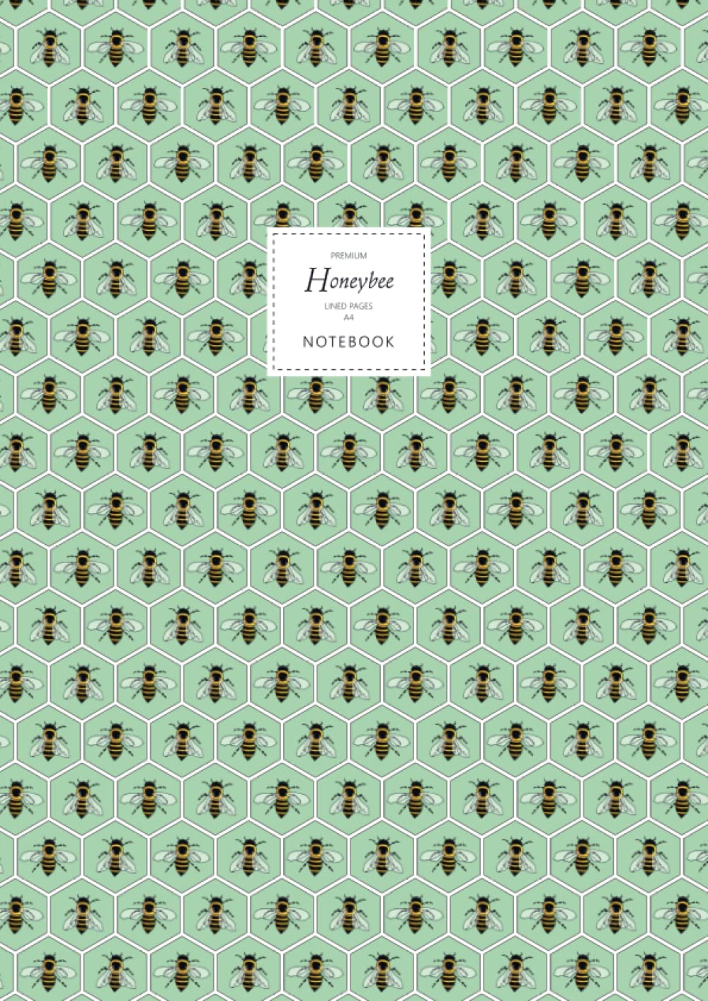 Honeybee Notebook - Lined Pages - A4 - Premium: (Green Edition) Fun notebook 192 lined pages (A4 / 8.27x11.69 inches / 21x29.7cm)