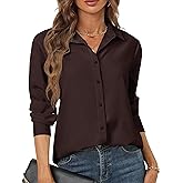 hearain Women's Button Down Shirts Long Sleeve Basic Classic Soft Shirt Collared Fashion Dressy Casual Blouses