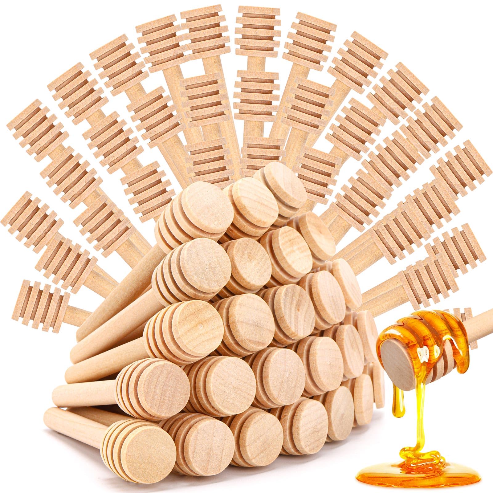 Photo 1 of 120Pcs Honey Dipper Sticks- Wooden Honey Dipper 3 Inch Mini Honeycomb Stick for Christmas Halloween Party Favors