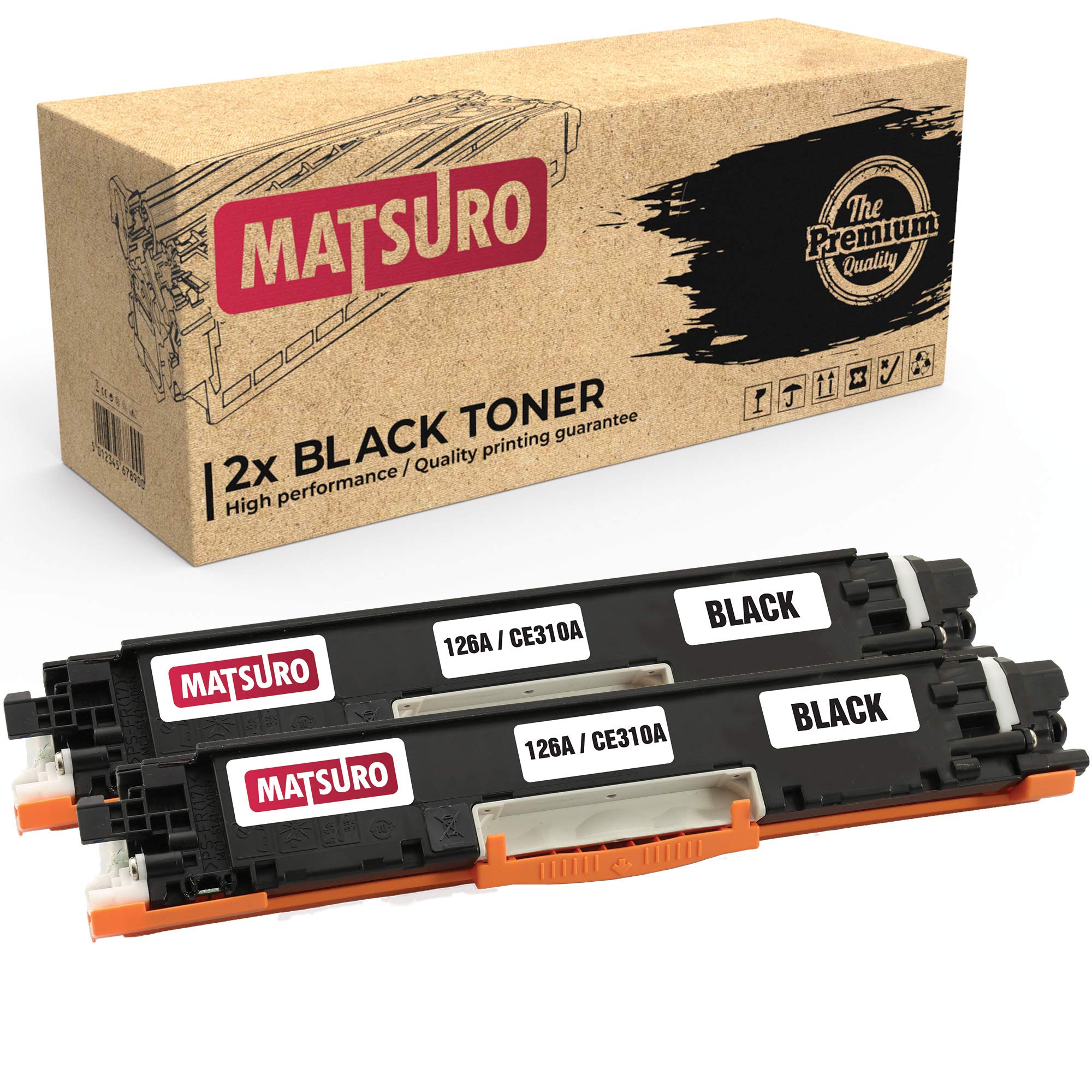 Matsuro Original | Compatible Toner cartridge Replacement for HP 126A CE310A CE311A CE312A CE313A (2 BLACK)