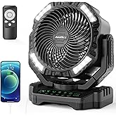 40000mAh Battery Operated Camping Fan, Rechargeable Fan High Velocity, Portable Fan With Remote & Timer - Battery Powered Fan for Car Travel RV Camping Gear Hurricane Emergency Power Outage Essentials