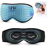 3D Sleep Mask with Bluetooth Headphones, Sleeping Headphones for Side Sleepers, Zero Eye Pressure, Adjustable Sleep Eye Mask, Ultra-Thin Stereo Speakers Perfect for Sleeping-Peacock Blue
