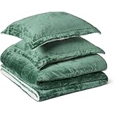 Amazon Basics Reversible Sherpa Comforter Set with Pillow Sham, Soft Warm, King, Green