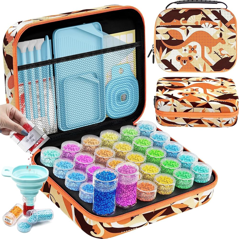 ARTDOT 5D Diamond Art Storage Boxes 30 Slots with 71pc Accessories Orange