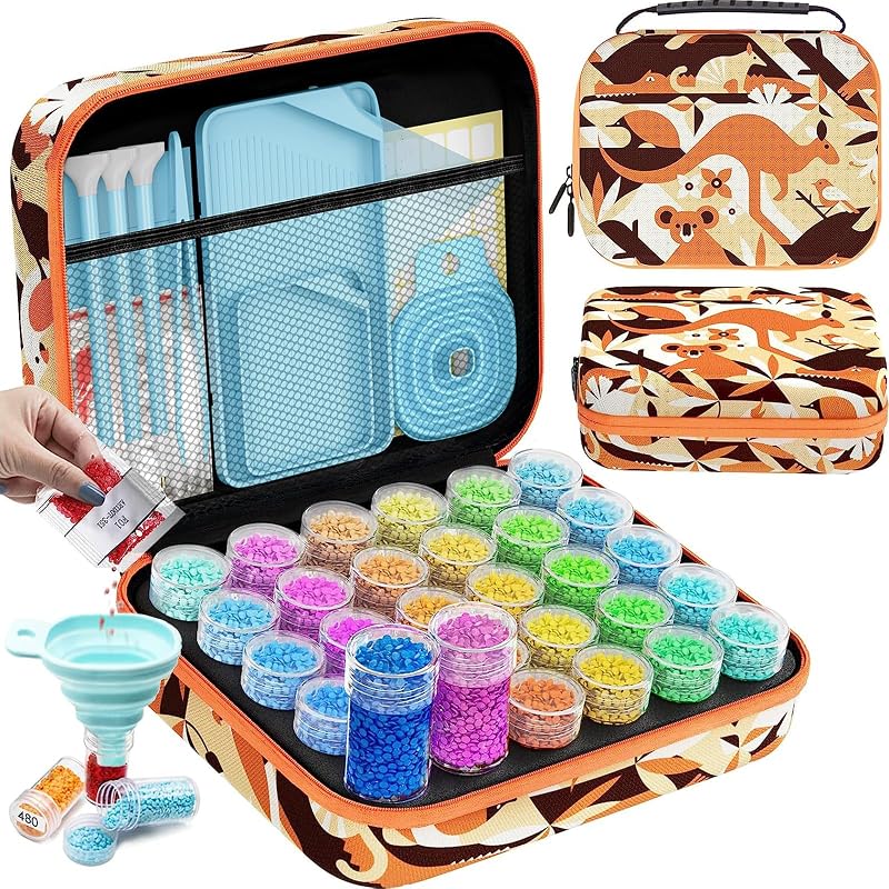 ARTDOT 5D Diamond Art Storage Boxes 30 Slots with 71pc Accessories Orange