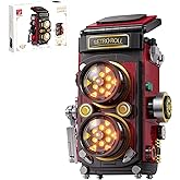 TYCOLE Retro Camera Building Blocks Sets with Lights, DIY Building Toys with Twin-Lens Reflex Design, Creative Collectible Mo