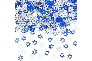 CIPOWM Hanukkah Confetti Decorations, Blue Silver Star of David Metallic Foil Table Confetti Glitter Sprinkles Sequin for Chanukah Christmas Party Home Decoration, 1500pcs/50g