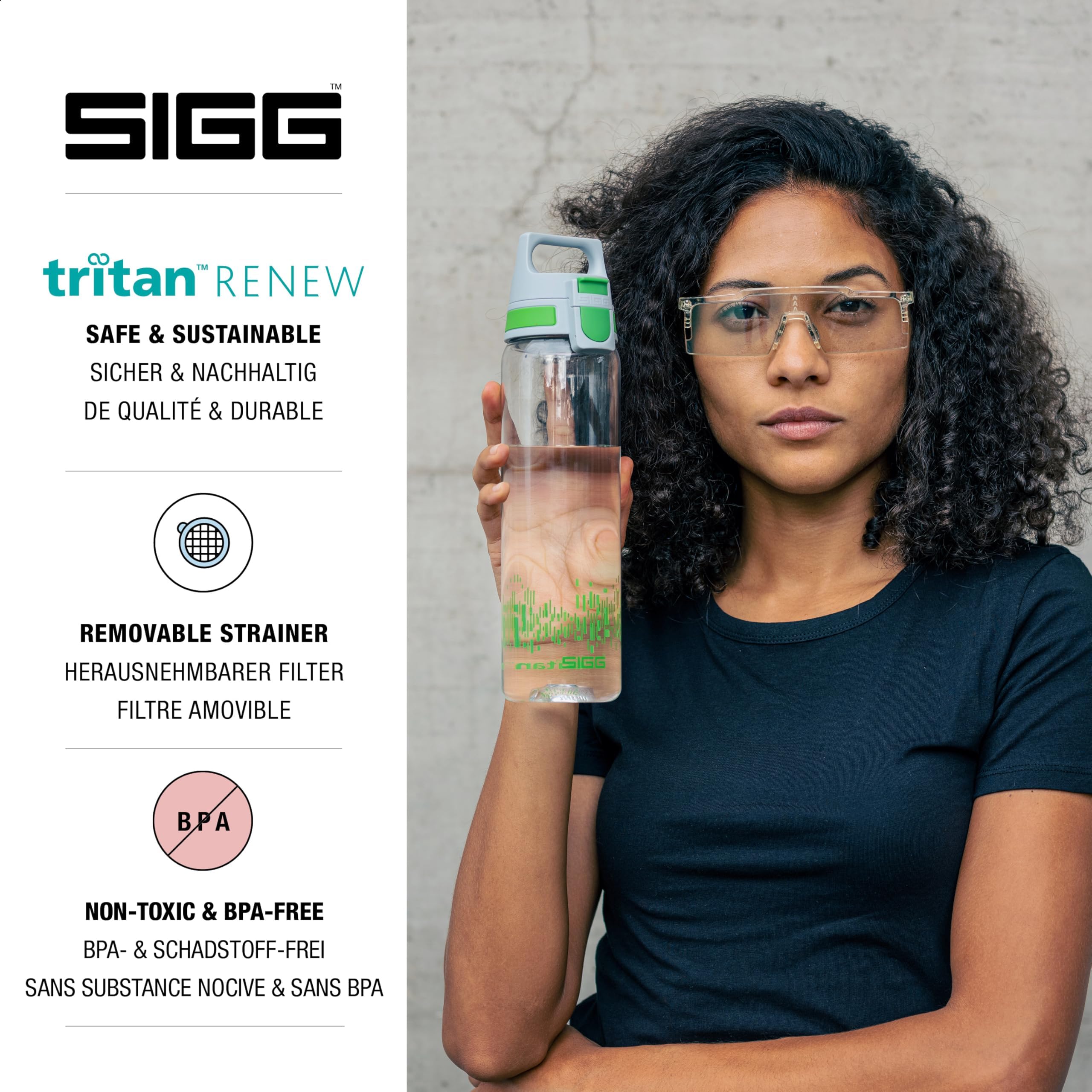 SIGG - Tritan Trinkflasche - Sportflasche Total Clear ONE MyPlanet Grün - kohlensäurehaltige Getränke - Spülmaschinenfest, Auslaufsicher, Kratzfest - BPA-frei - Sport & Fitness - 0,75L 3