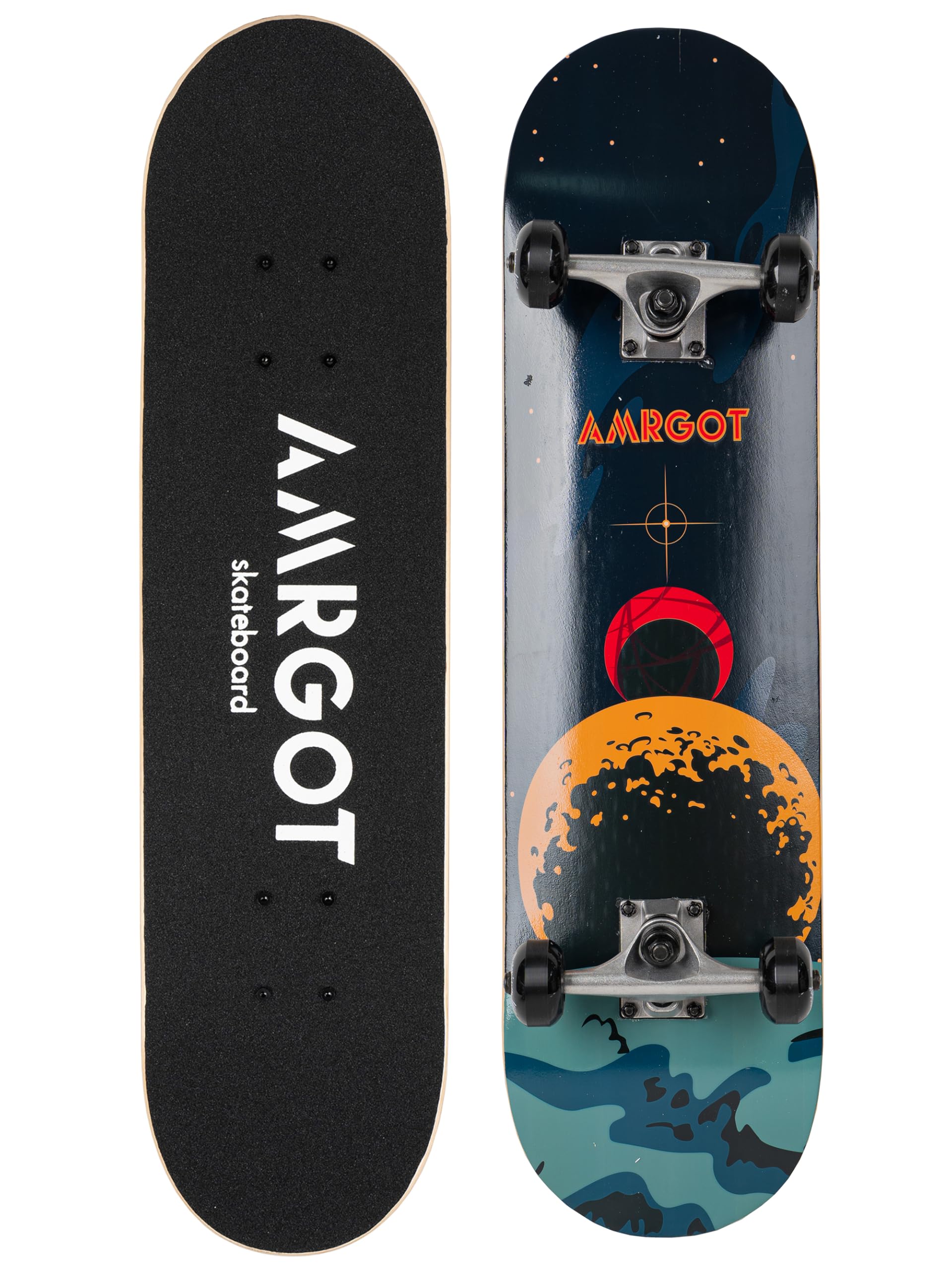 Skateboards for Beginners,31 * 8 inches Complete Skateboards for Kids,Boys,Girls and Adults,7 Layer Maple Wood,Double Kick Deck Concave Standard and Tricks Skateboard