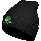 Koesnbre Black Alien Embroidered Beanie Hats for Men Women, Winter Funny Knit Hat, Alien Stuff Accessories Gifts