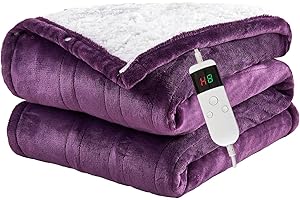 CUSHIOUS Heated Blanket Electric Throw, Soft Sherpa Flannel Heating Blanket Throw with Overheating